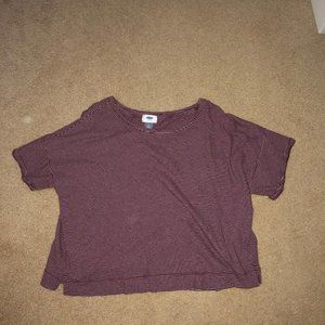 Red striped short sleeve cropped tee